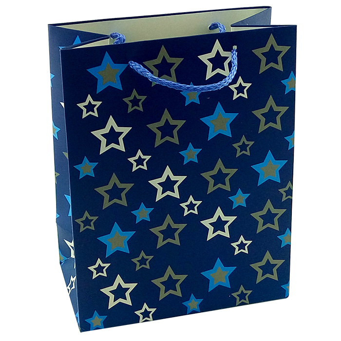 Пакет подарочный "Звезды на синем"